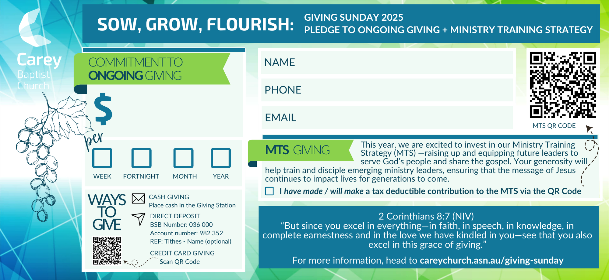 Giving Sunday Commitment Envelope 2025
